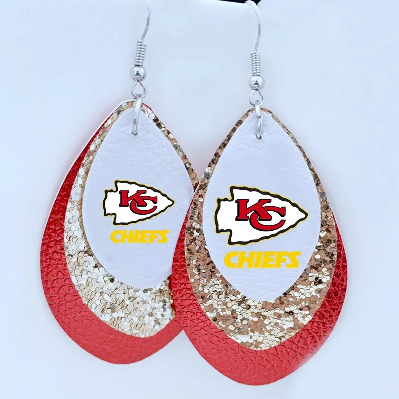 New Layer Glitter Teardrop Leather Earrings Wholesale Custom Your Logo