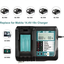 Cargador de batería DC18RF DC18RC para Makita, batería de iones de litio de 14,4 V/18V con pantalla LCD USB, carga para BL1830 BL1815 BL1430 BL1850