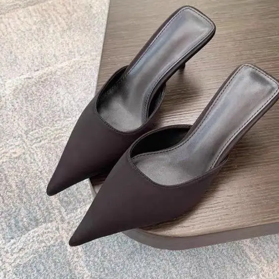 

Sexy Women's High Heel Mules Slippers Fashion Shallow Slip on Singback Slides Street Style Ladies Elegant Dress Shoes