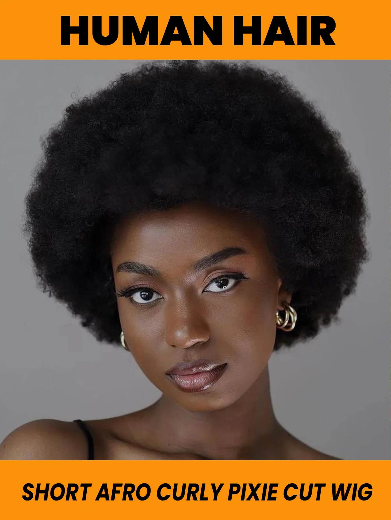 Short Afro Kinky Curly Human Hair Wigs Black No Lace Machine Made Wig With Bangs Natural Afro Hair Wigs For Black Women Daily Use
