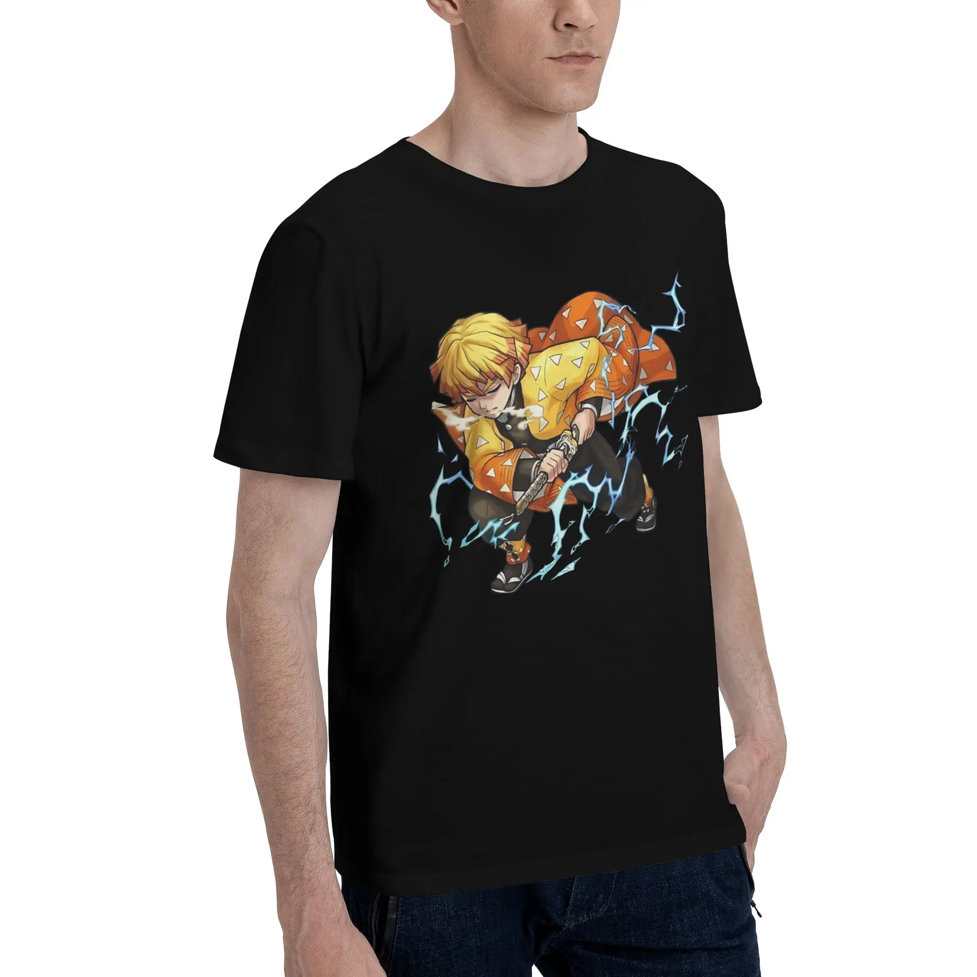 Zenit su Lightning Pose  Novelty 100% Cotton T-Shirt Bandai Demon Slayer Tops Tees For Men