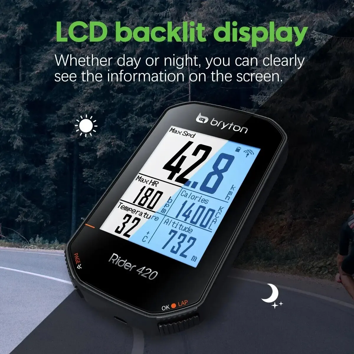 Bryton Rider 420 GPS Bike Computer Multilanguage Bicycle Wireless Speedometer Waterproof IPX7 ANT+ Cycling Odometer