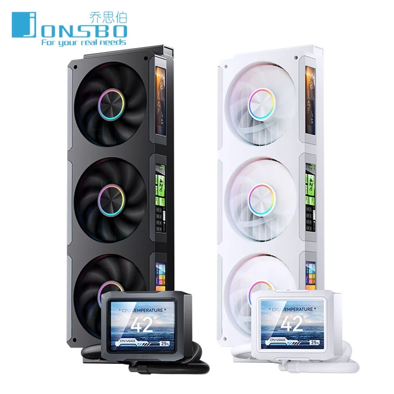 JONSBO TF3-360SC All-In-One CPU Water Cooler  IPS LCD 3.38-Inch Screen 3.5-Inch Fan*3 4-Screen Display For LGA 1851/1700 AMD AM5