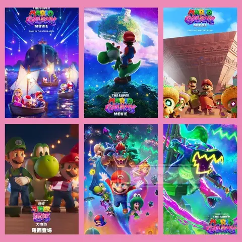 The Super M-mario-s Galaxy Movie Poster Suitable for Home Living Room Bedroom Office Bar Wall Decoration Sticker
