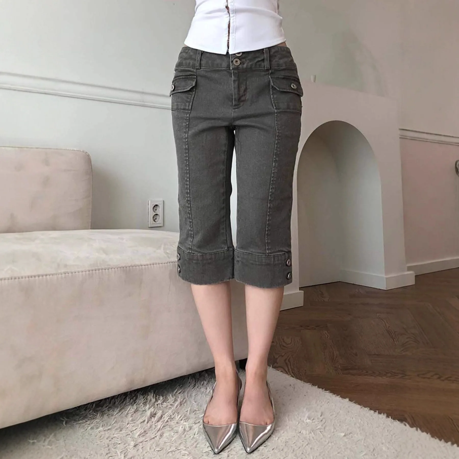 

Europe and the United States summer new retro washed slim low waist casual jeans women slim casual style overalls pants.