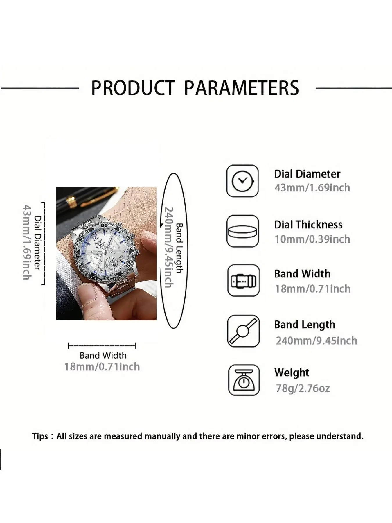 5-Piece Men's Business Quartz Watch Set with Faux Three-Eye Dial