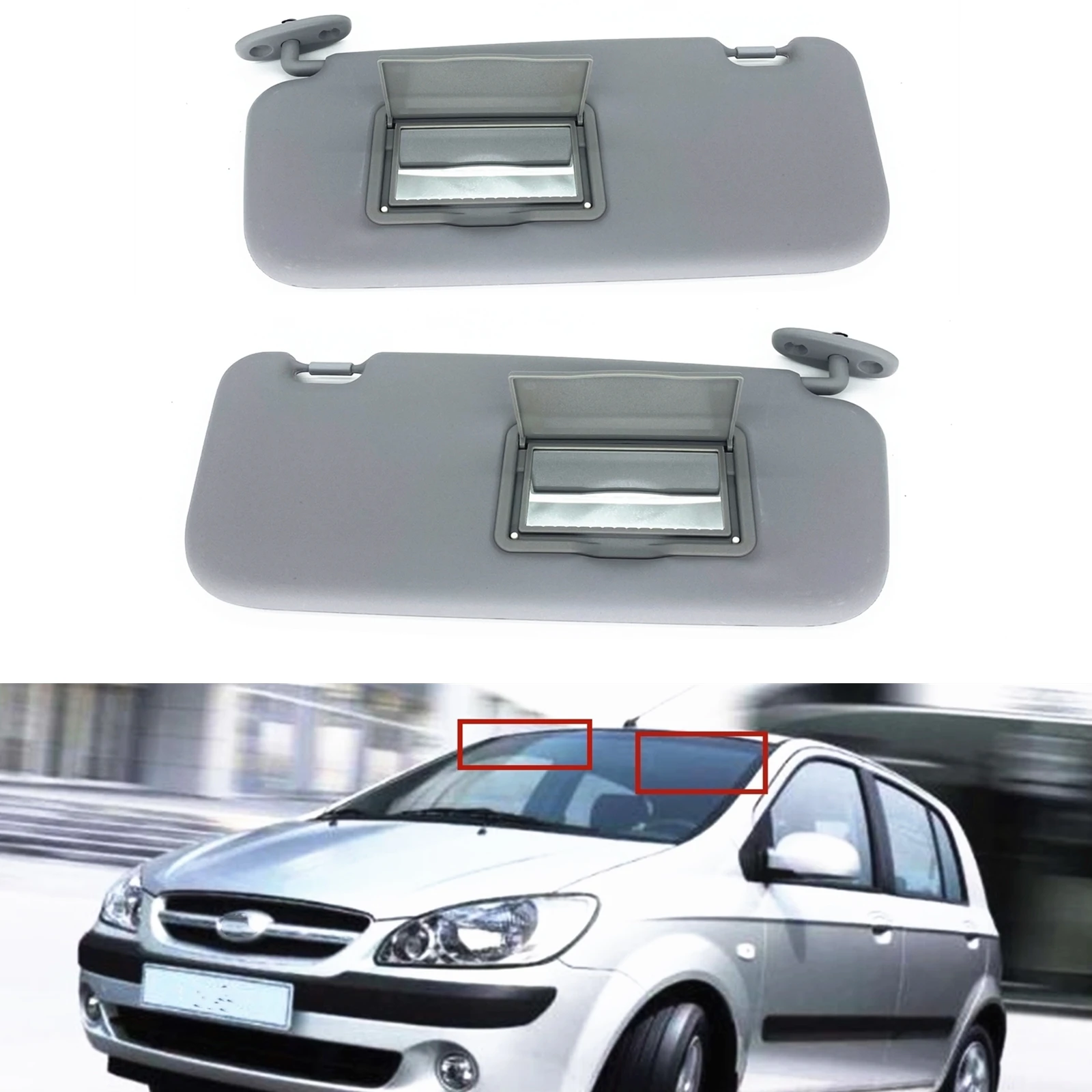 Sunshade Gray Sun Visor For HYUNDAI GETZ CLICK 2002-2012 LHD Car Left/Right Front Sunvisor Blind Cover Shield Shade With Mirror