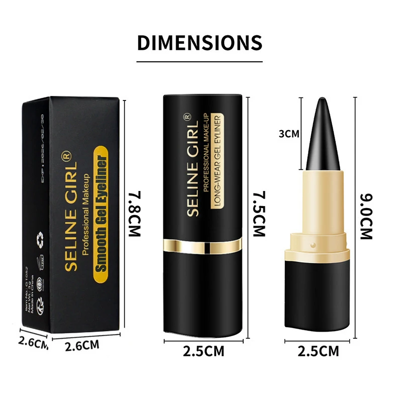 Gel Eyeliner Waterdicht Niet gemakkelijk vlekken Zwart Enkele kop Effen Eyeliner Crème Gotische Halloween Make-upproducten