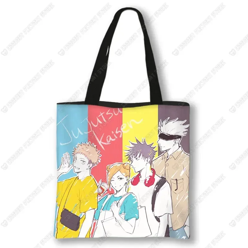 Japanese Anime Jujutsu Kaisen Girls Tote Bag Shopping Bag Harajuku Casual Handbag Shopper Shoulder Bags Canvas Bag Women