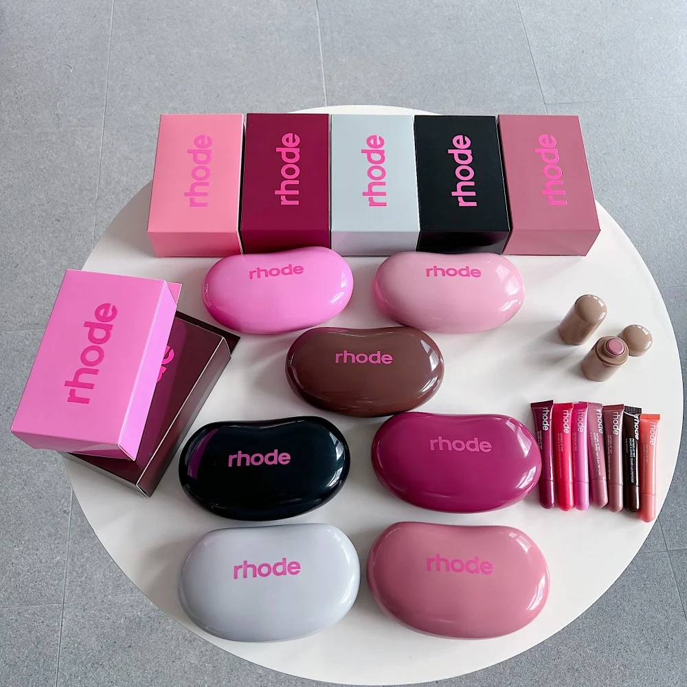 

Rhode Cosmetic Lipstick Blush Jewelry Box Makeup Brushes Holder Lip Glaze Storage Organizer Silicone Cosmetic Bag Toast Ribbon