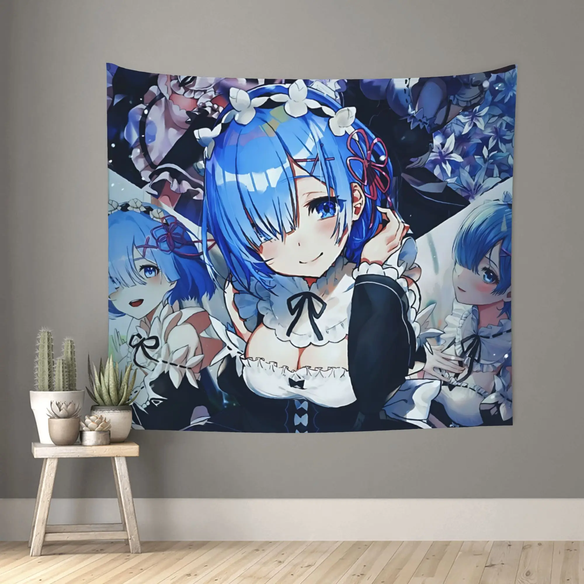 Re ZERO Anime Rem Customized Tapestry  Wall Hanging Blanket Tapestry Home Decor Items Wall Decorations