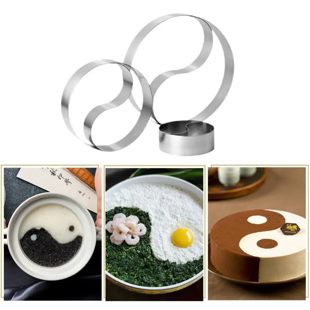 Stainless Steel Taiji Circle Mold Non-rust 6/13/18cm Rice Roll Mould Round Double Rolled Baking Circle For Making Cake Dessert