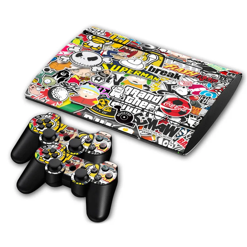 Graffiti Design Skin Aufkleber Aufkleber Abdeckung für PS3 Slim 4000 Konsole und Controller für PS3 Slim 4000 Skins Aufkleber Vinyl