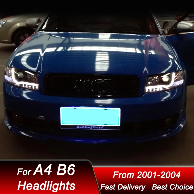 Car Headlights For Audi A4 B6 2001-2004 new style LED Headlamp Assembly Upgrade High Configure Projector Lens Accessories Kit