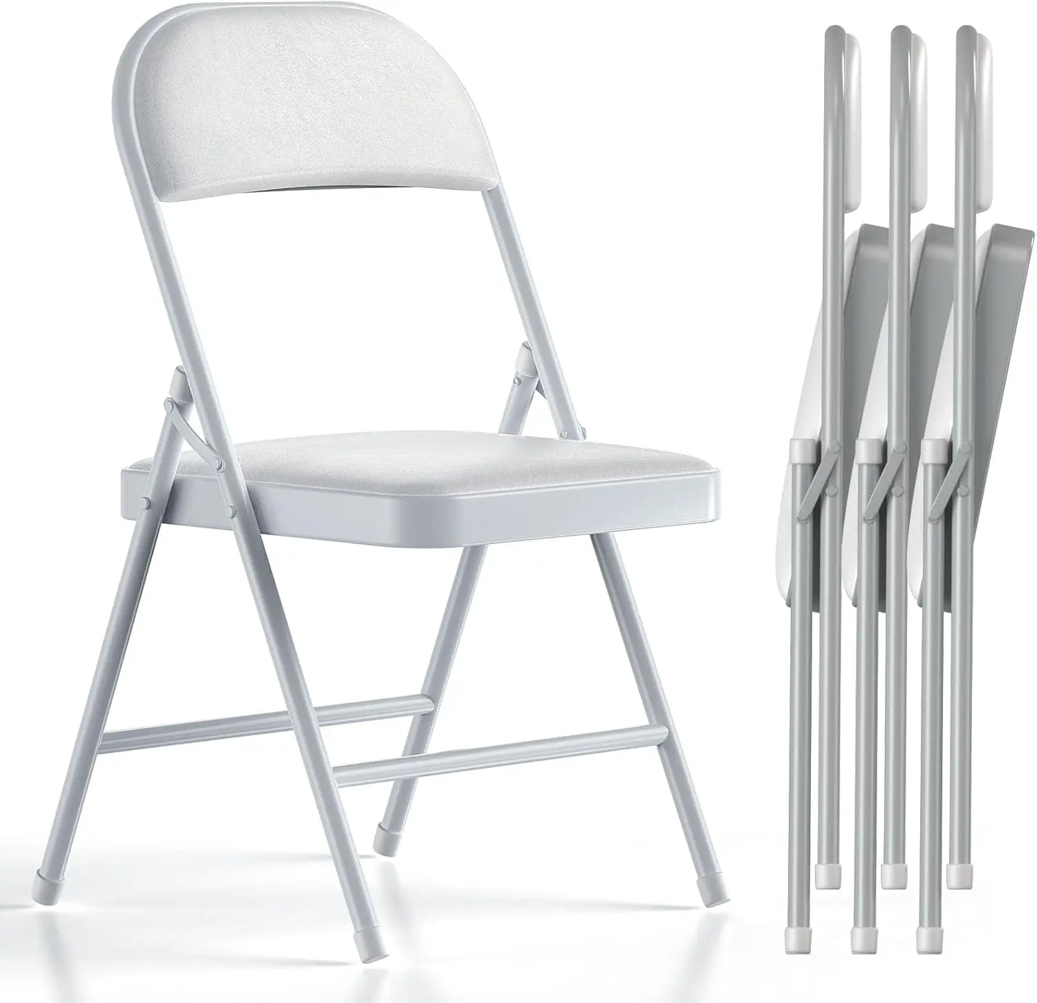 Nazhura 4 Pack Folding Chairs with Padded Vinyl Cushion Chairs with Comfortable Cushion and Durable Steel Frame