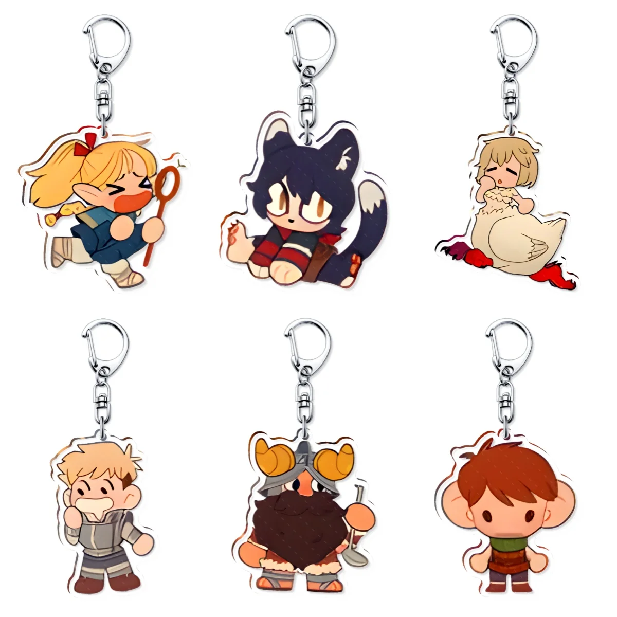 Anime Cartoon Lilo and Stitch Pendant Keychains Holder Car KeyChain Key Ring Mobile Phone Bag Hanging Delicious in Dungeon Meshi