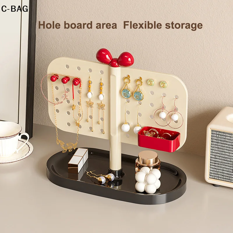 حامل منظم المجوهرات المكتبي مع رفوف تخزين صينية للأقراط والقلائد والخواتم وصناديق وعرض المجوهرات