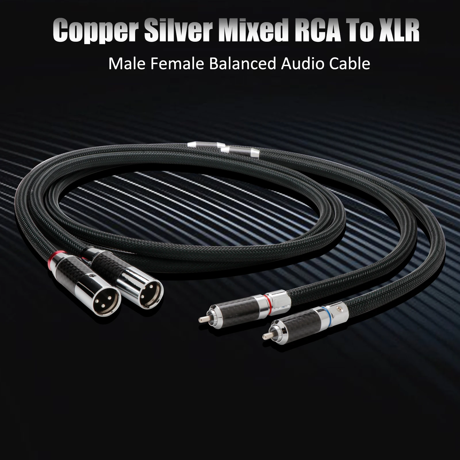 

Pair RCA To XLR Cable OCC Copper Silver Mlixed with Carbon Fibre Rhodium Plated Plug For Amplifier DAC TV bo