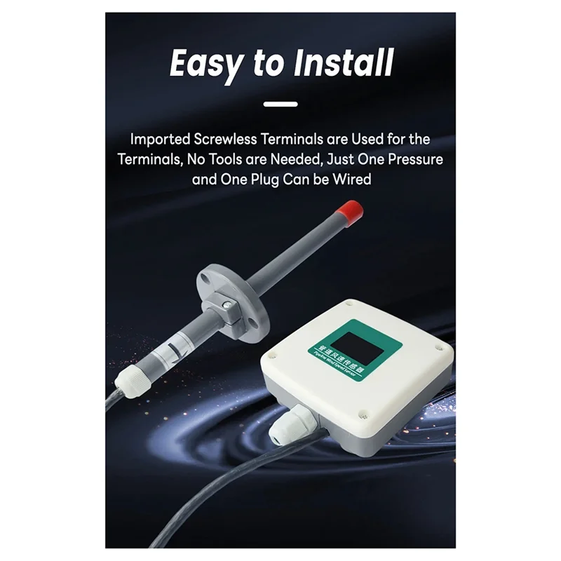 AK51-0-30M/S Pipes Wind Speed Sensor High Precision Plumbing Air Speed Volume Measuring  Transmitters