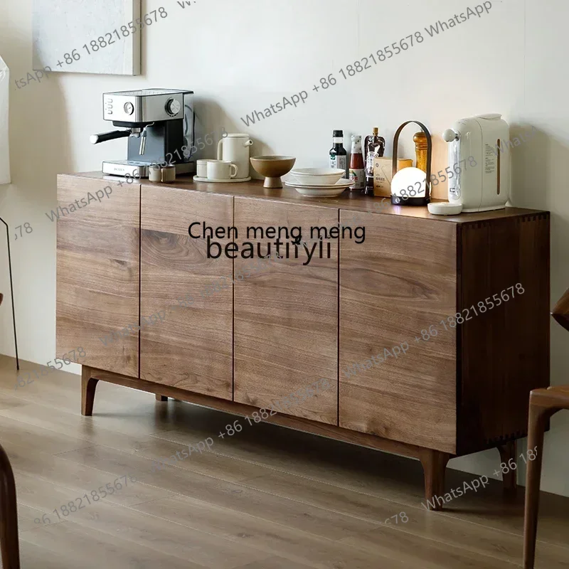 

182Sideboard Cabinet North America Black Walnut Wooden TV Cabinet Solid Wood Storage Side Living Room Tea CabinetQ