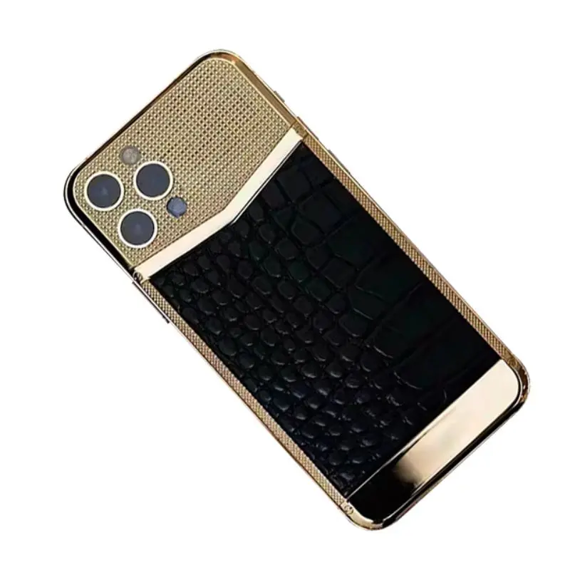 Accept custom crocodile skin cowhide crocodile gold plating for iPhone