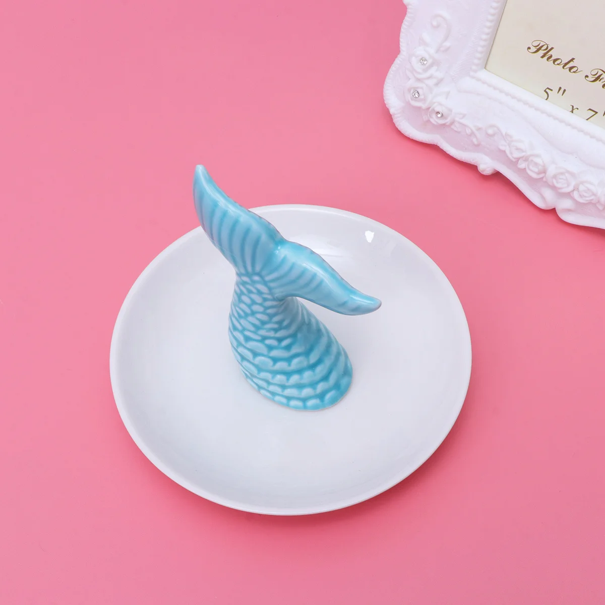 

Ceramic Jewelry Storage Tray Mermaid Tail Decorative Dish Organizer Ring Necklace Tray Elegant Jewelry Holder Home Decoration
