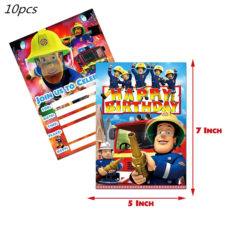 Feuerwehrmann Sam Thema Geburtstag Party Geschirr Tischdecke Pappbecher Teller Feuerwehrauto Ballon Party Supplise Junge Baby Shower Dekor – Detail 10