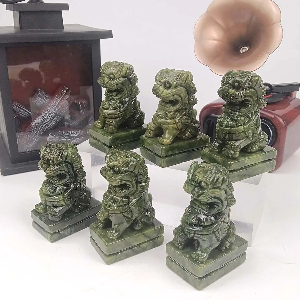 

Natural Crystal Quartz Xiuyan Jade Lion Home Foyer Accessories Handicraft Ornaments Purification Home Meditation Souvenirs Gift