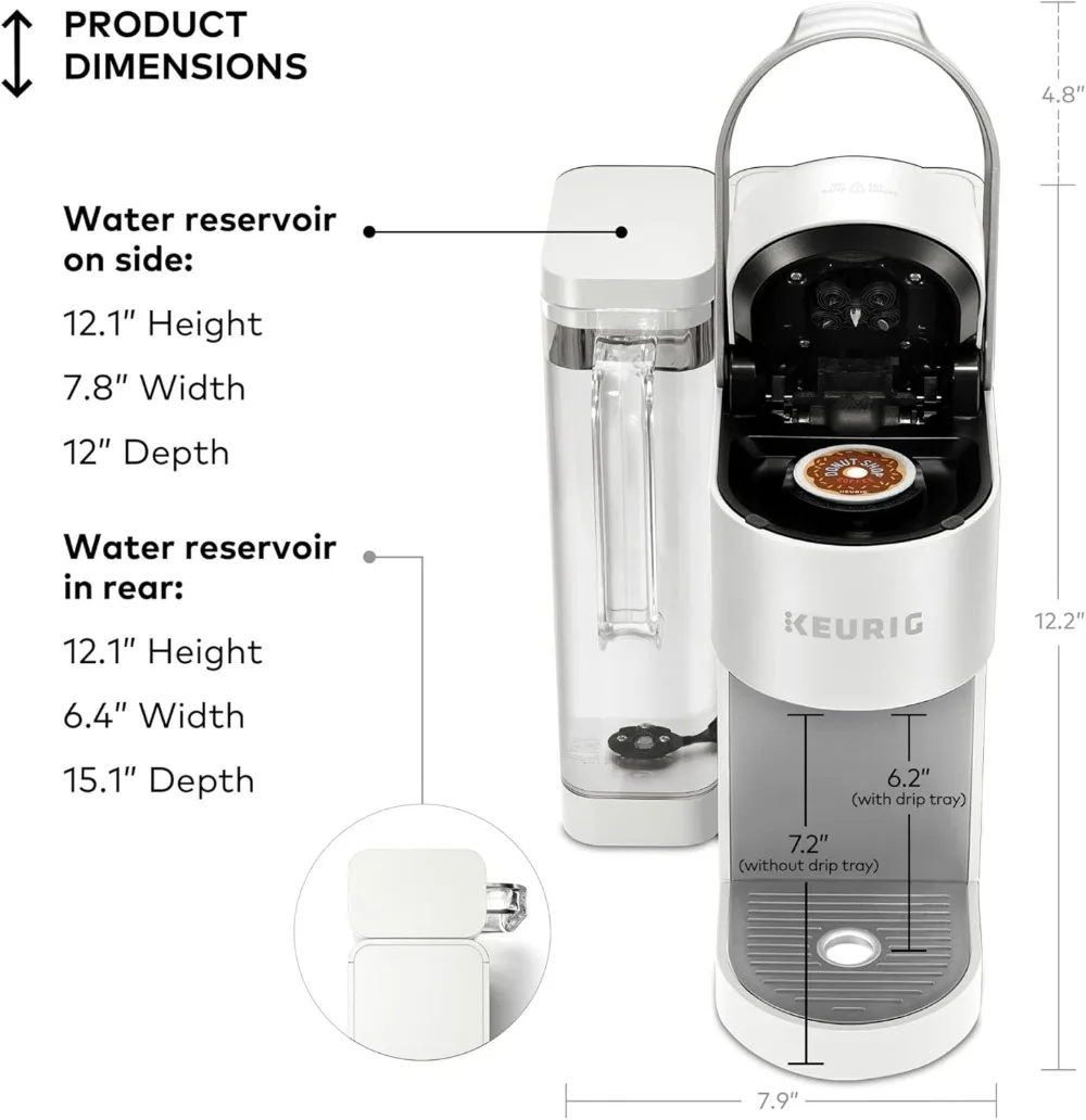 Single Serve K-Cup Pod Coffee Maker, MultiStream Technology, 4 Brew Sizes, 66oz Dual-Position Removable Reservoir, White