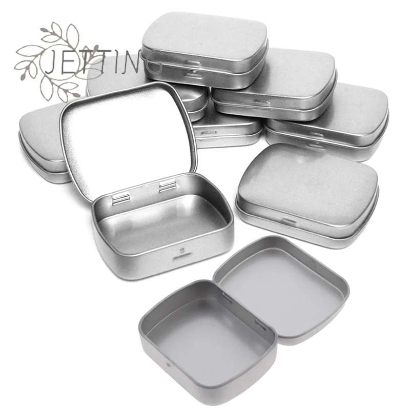 Hot Small Hinged Metal Tin Lip Balm Beard Wax Cream Sweets Cosmetics Pills 6x4.6x1.5