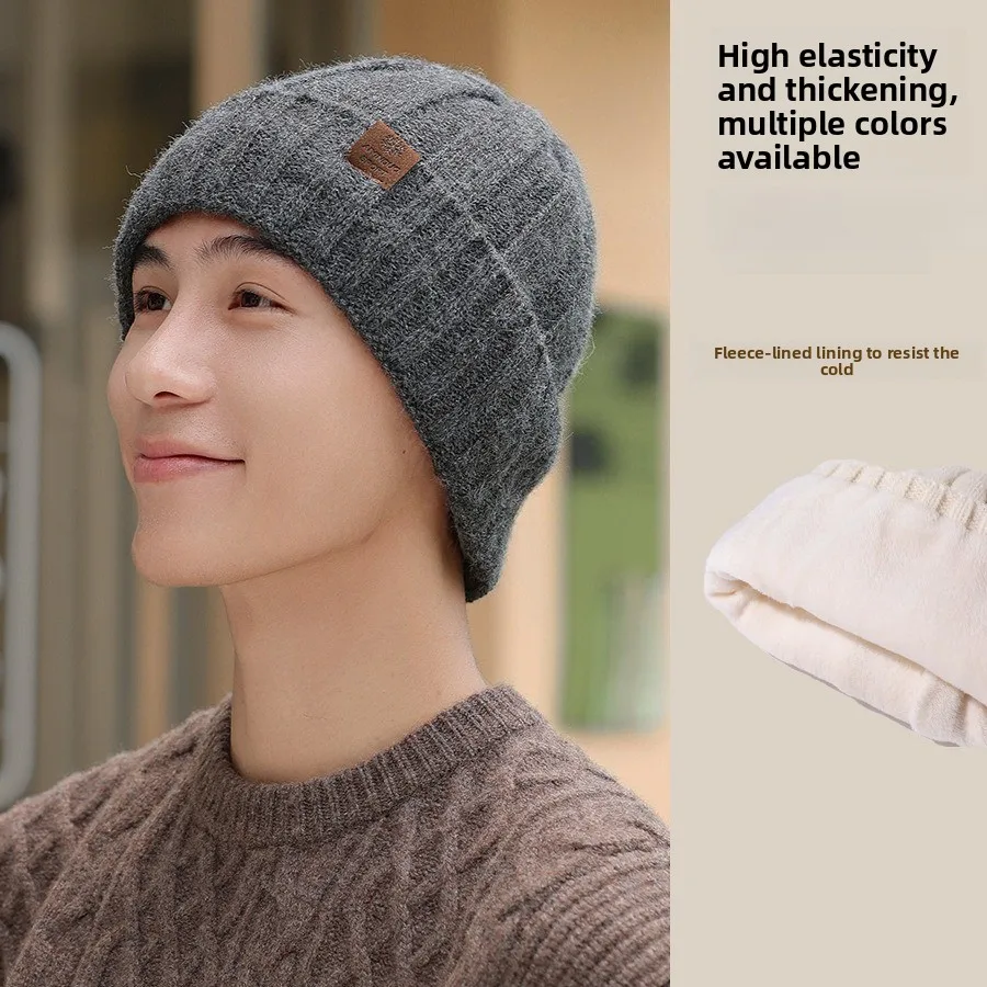 Knitted Hat Men's New Winter Thickened Ear Protector Wrap Head Wool Hat Women's Casual Versatile Age-reducing Warm Hat Tide