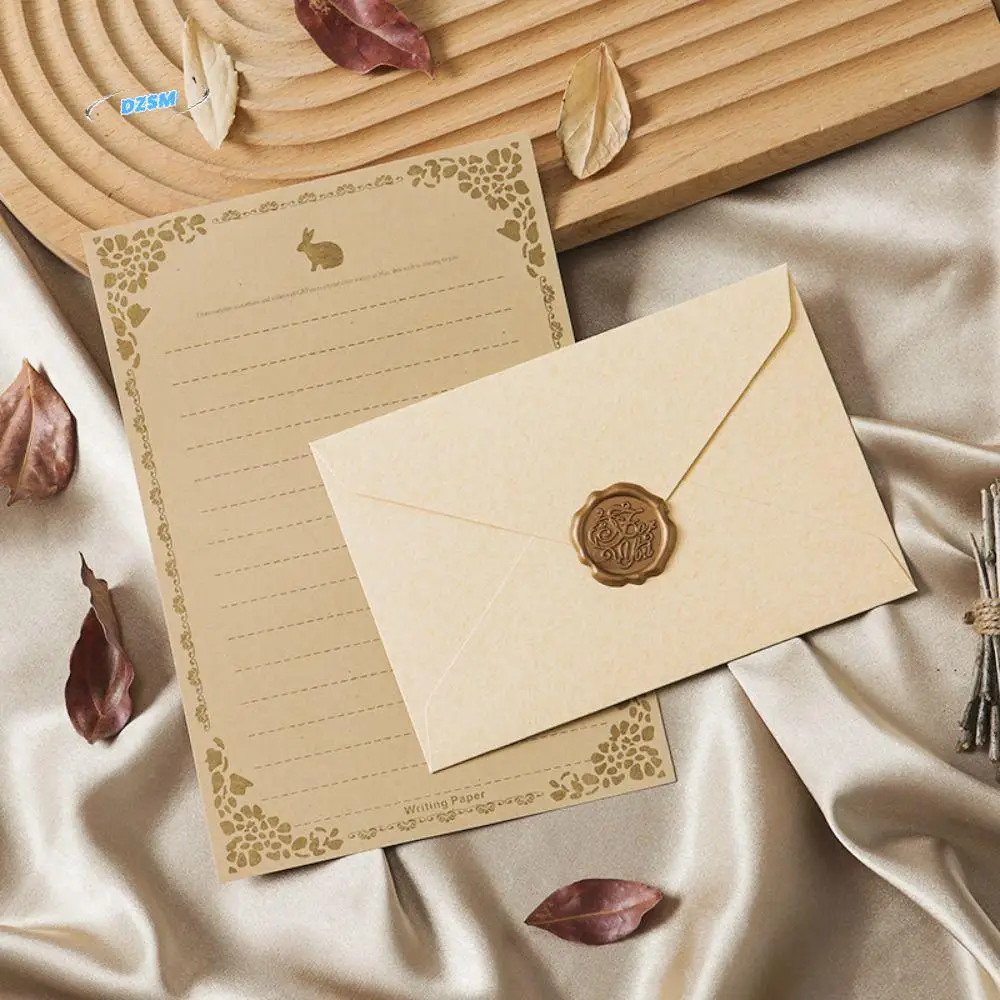 

10pcs Vintage Envelopes Set Sheepskin Envelope Invitation Card Decoration Letter Paper Set Romantic Bronzed Seal