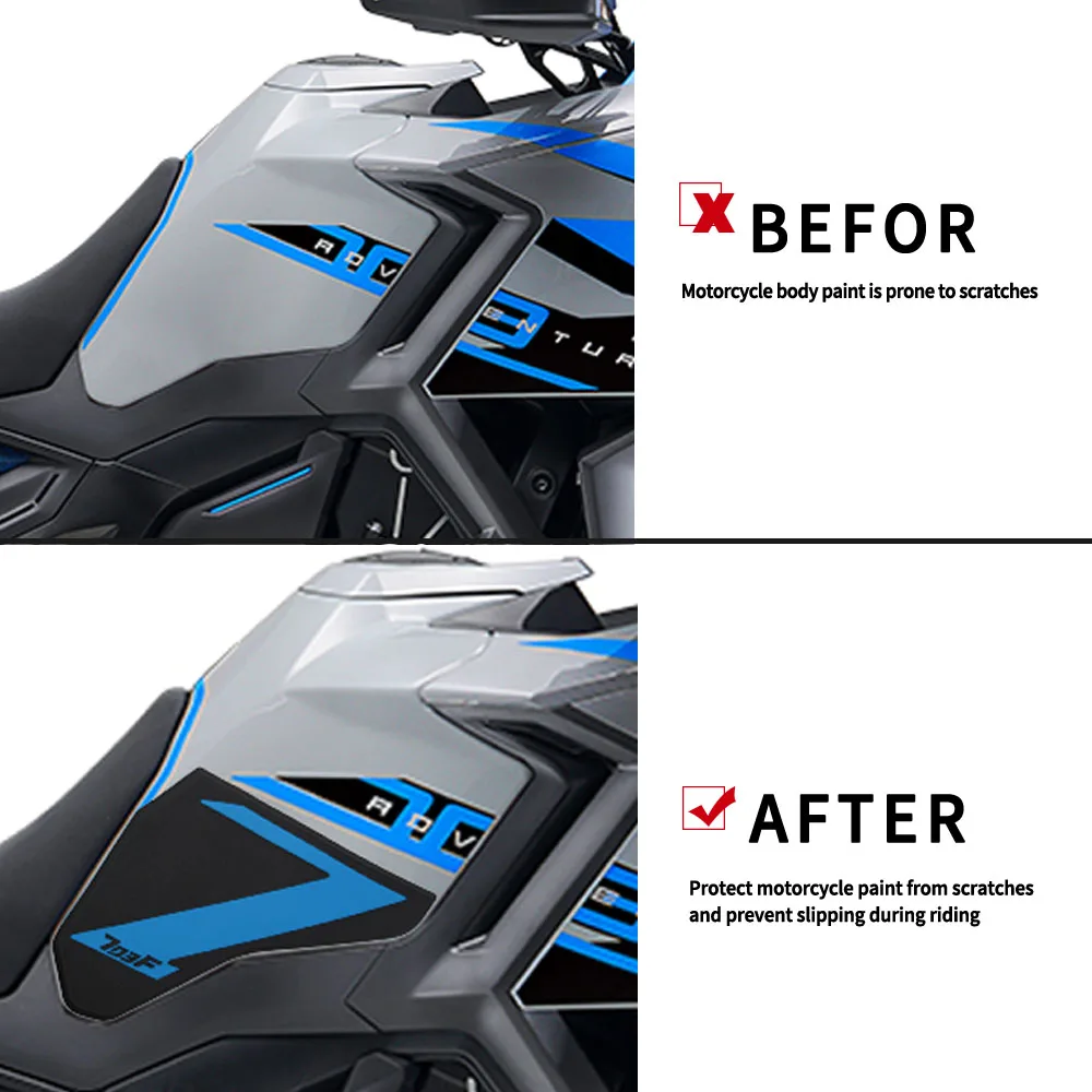 Motorcycle Fuel Tank Pad Anti-Slip Side 703F Waterproof Black White Motorcycle Fuel Tank pad Sticker for Zontes 703F