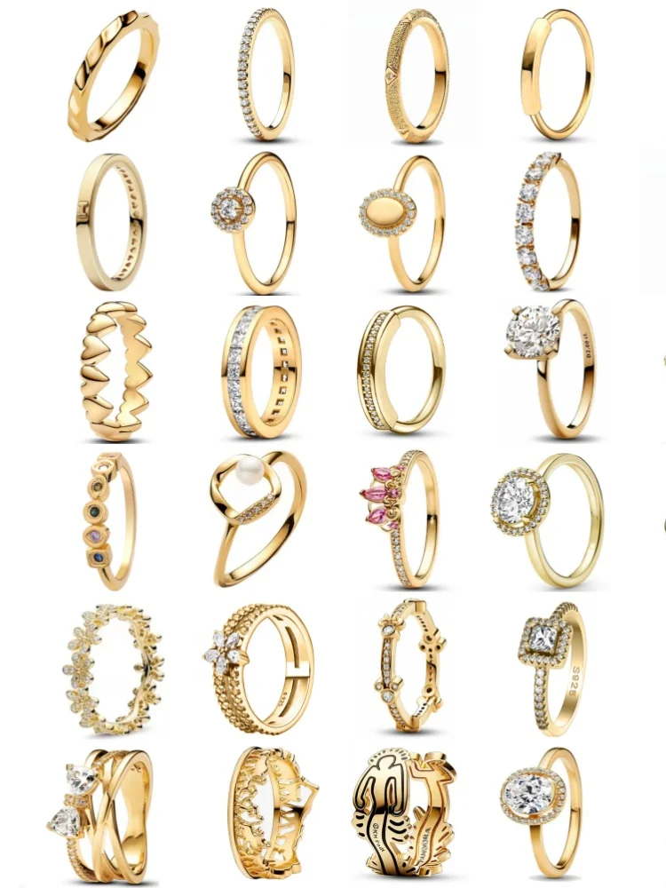 European New 925 Silver, Gold Series Bow Flower Ring Suitable For Exquisite High-Quality Jewelry For Women at Wedding Parties