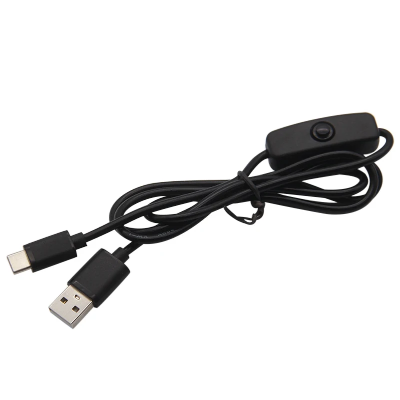 NEWEST 1m Universal USB Type C Charging Cable with ON/OFF Switch for Raspberry Pi 4 An-droid Mobile Phone