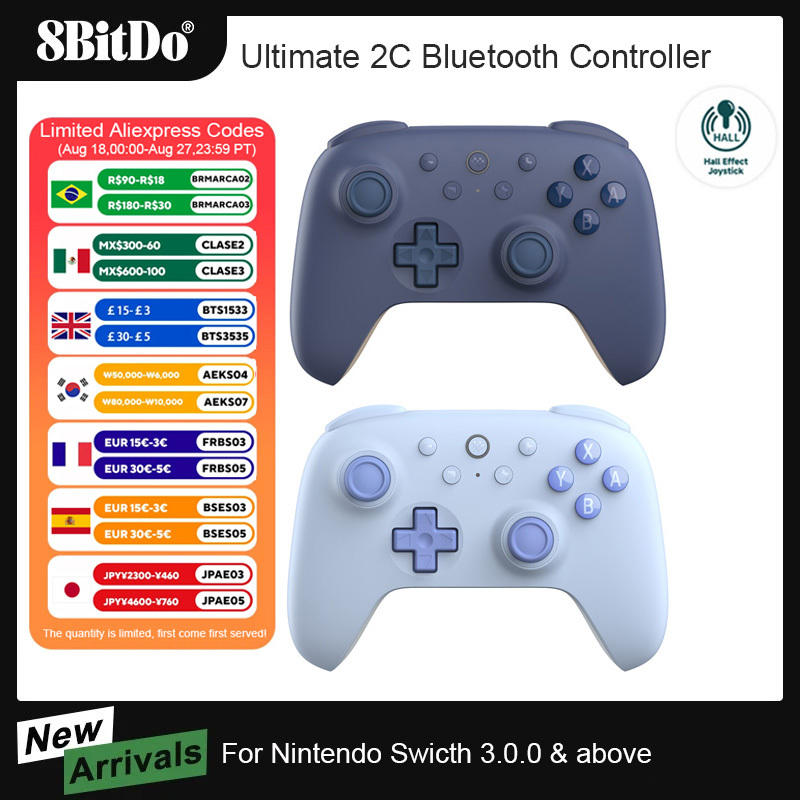  8BitDo Ultimate 2C Bluetooth Controller for Switch 2 Wireless Gamepad with Hall Effect Joystock for Nintendo Switch,OLED Console 