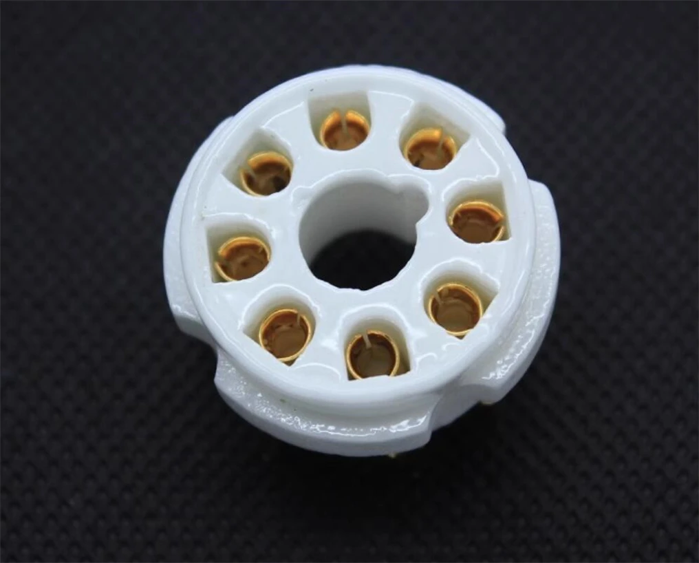 10PCS Gold Plated K8A PCB Mount 8 Pin เซรามิคหลอดซ็อกเก็ตสําหรับ 6P3P 6SN7 6N8P 6N9P 5Z3P 5Z4P 6550 KT88 หลอดสูญญากาศเครื่องขยายเสียง DIY