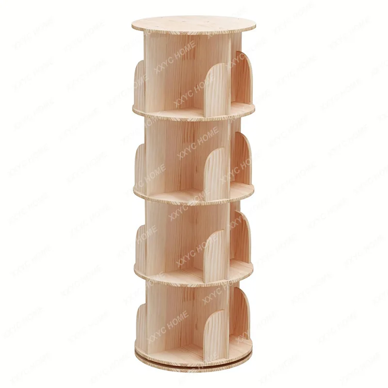 ZZAll solid wood rotating bookshelf 360-degree floor-to-ceiling household locker corner living room storage