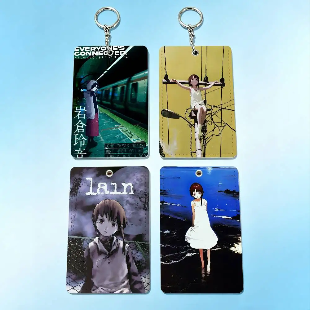 

Serial E-Experiments Lain Badge Holder Keychain For Bank Business Work Card Holder Student Card Protective Case Bus Card