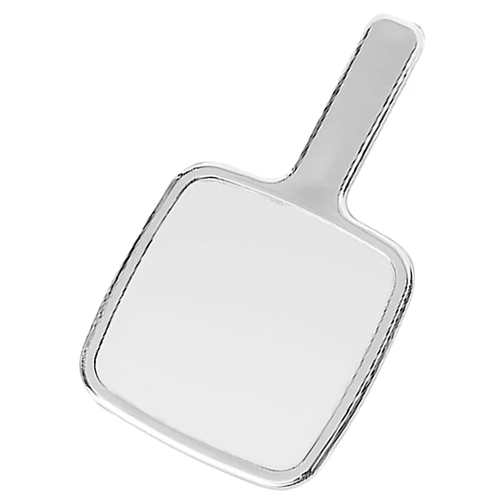 Handheld make-upspiegel met handvat Vierkant Zilver Draagbaar Compact Hd Reflecterend oppervlak voor reizen Vrouwen -Up