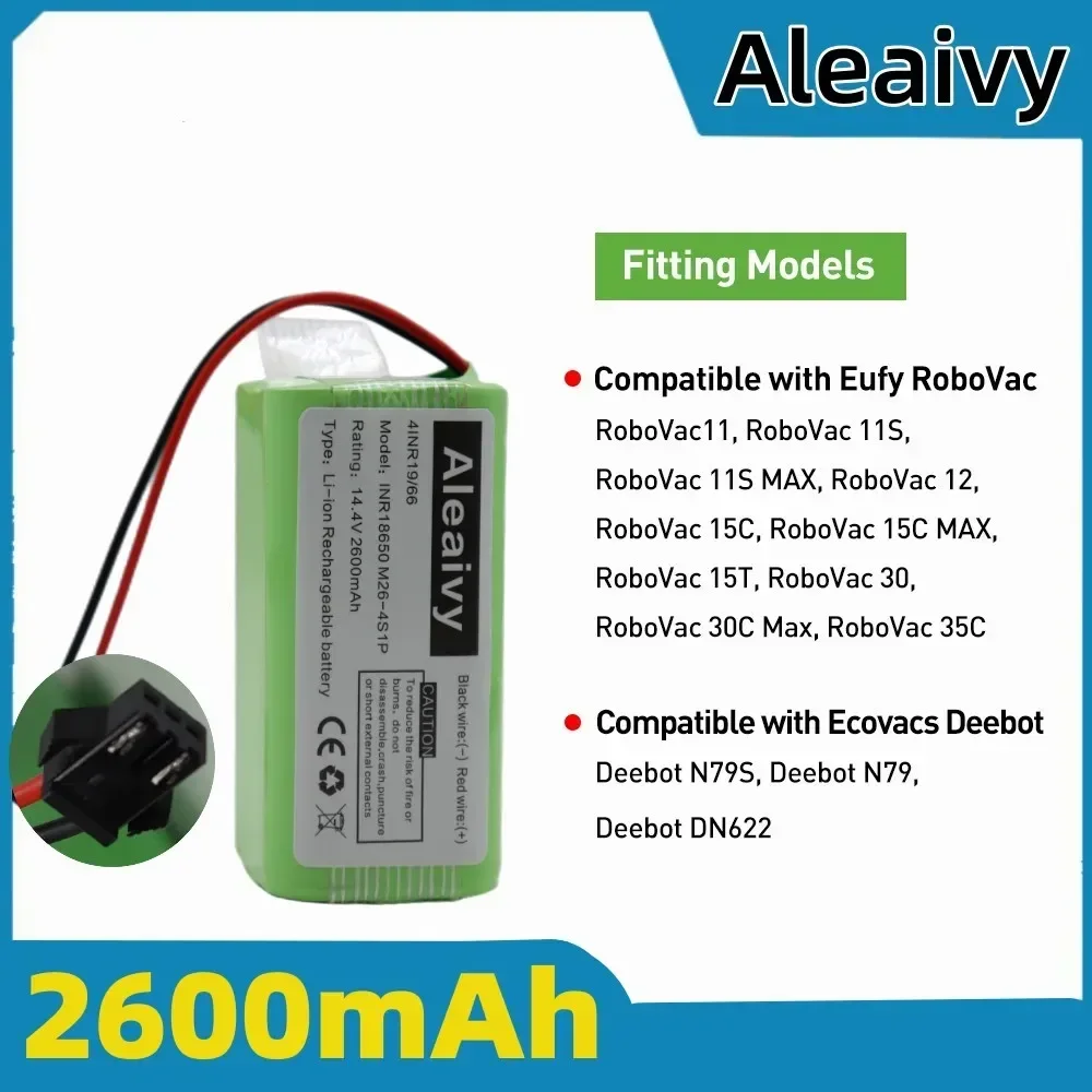 14.4V 2600mAh Replacement Battery for Conga Excellent 990 1090 1790 1990 Deebot N79S N79 DN622 Robovac 11 Tesvor X500