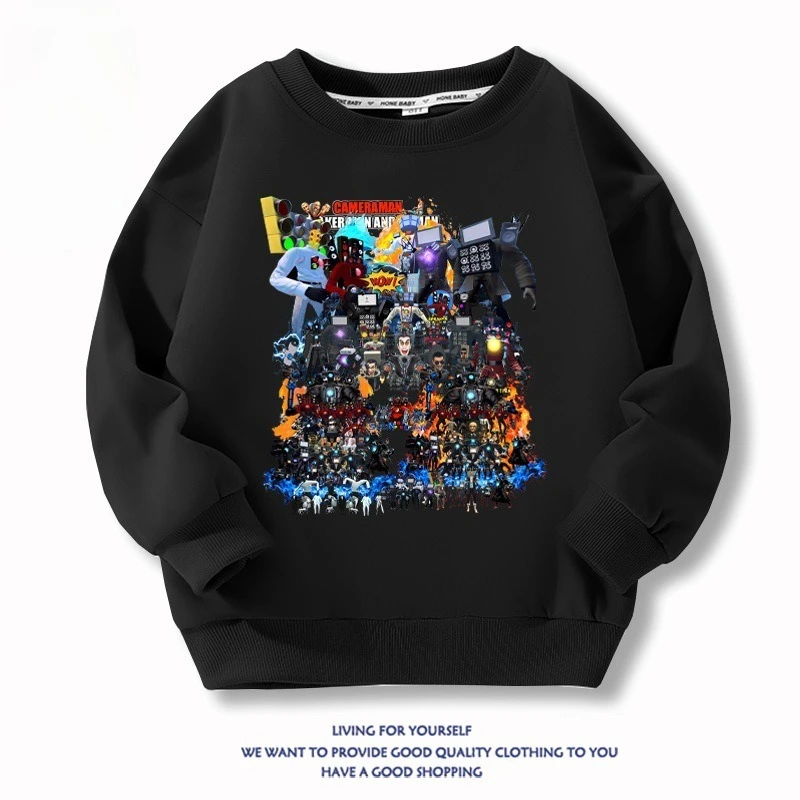 

Skibidi Toilet cartoon Sweatshirts Casual Pure Color Long Sleeve Outfits for Child Autumn Winter Clothing Gift