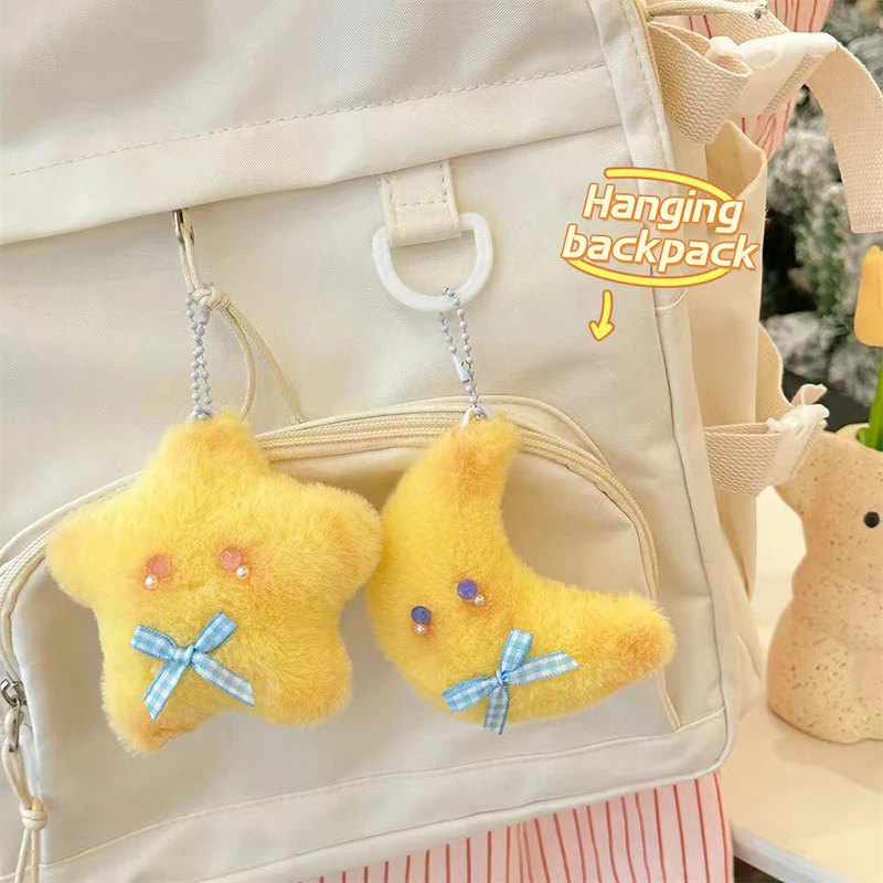 Cute Plush Toy Stars Doll Squeak Keychain Fluffy Soft Stuffed Toy Backpack Bag Pendant Charms Adorkable Gift For Kids Girlfriend