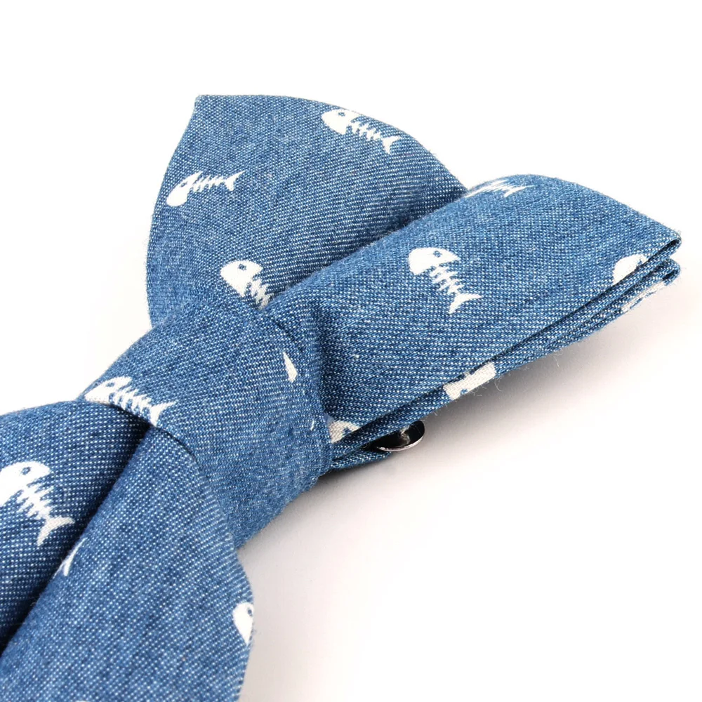 Jeans Bow tie For Groom Fashion Denim Bow tie For Men Women Bow knot Adult Wedding Bow Ties Cravats Blue Groomsmen Floral Bowtie