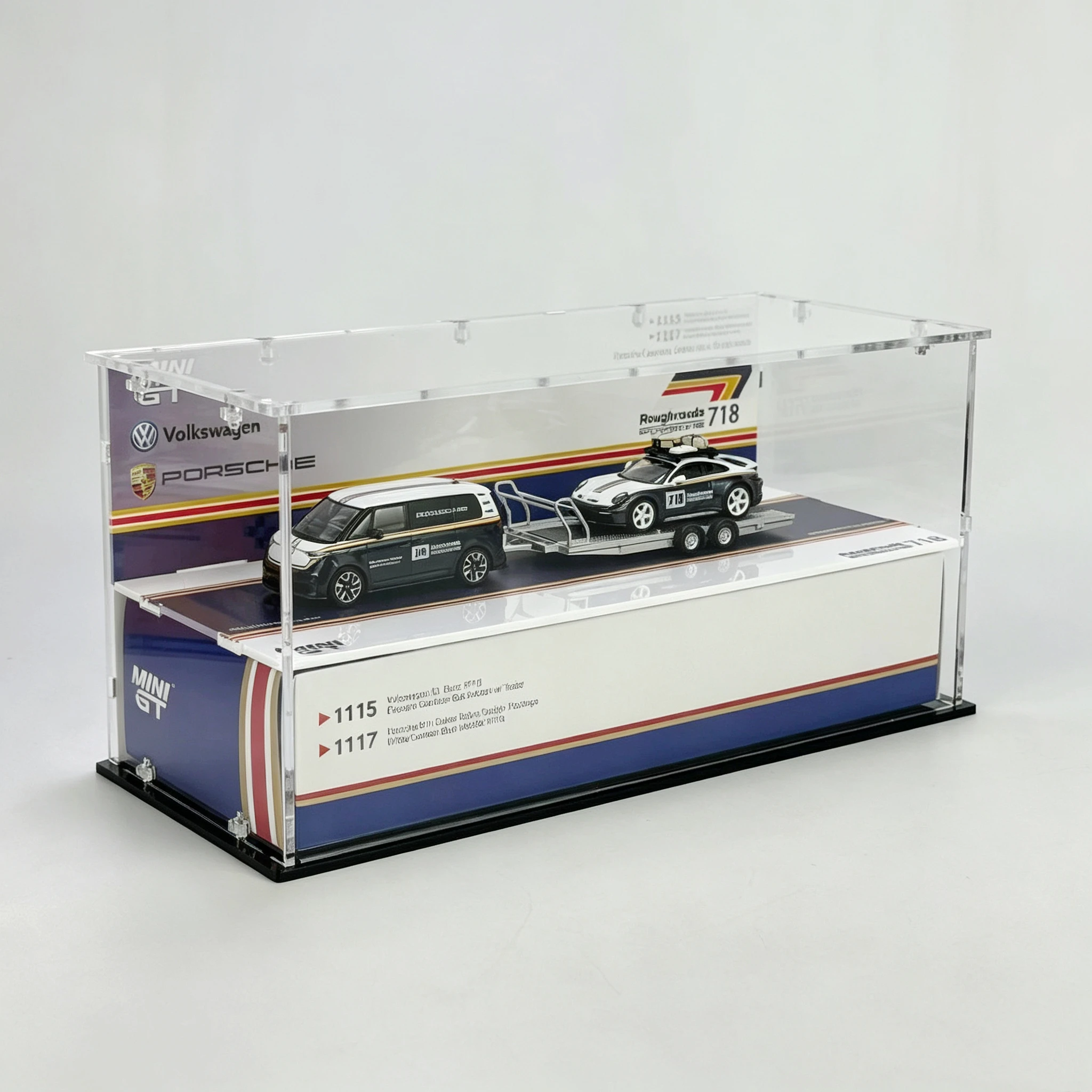 :64 GT  911 Dakar Set Dustproof Display Box Storage Organizer Collectible Car Case