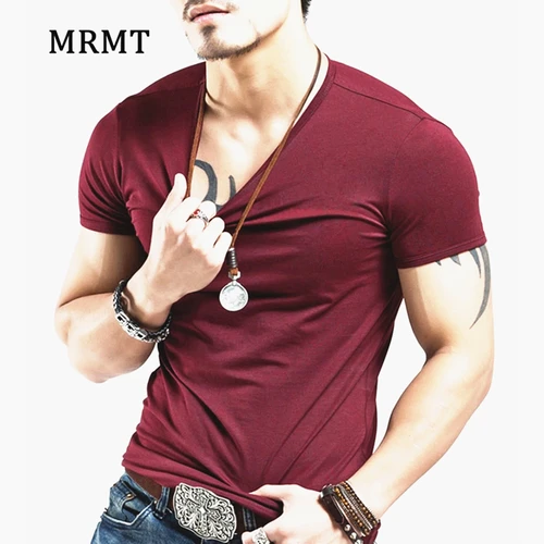 2025 Mrmt nueva camiseta con cuello en V para hombre, camiseta de manga corta para hombre, camiseta de media manga de algodón Lycra para hombre, camiseta para hombre, ropa