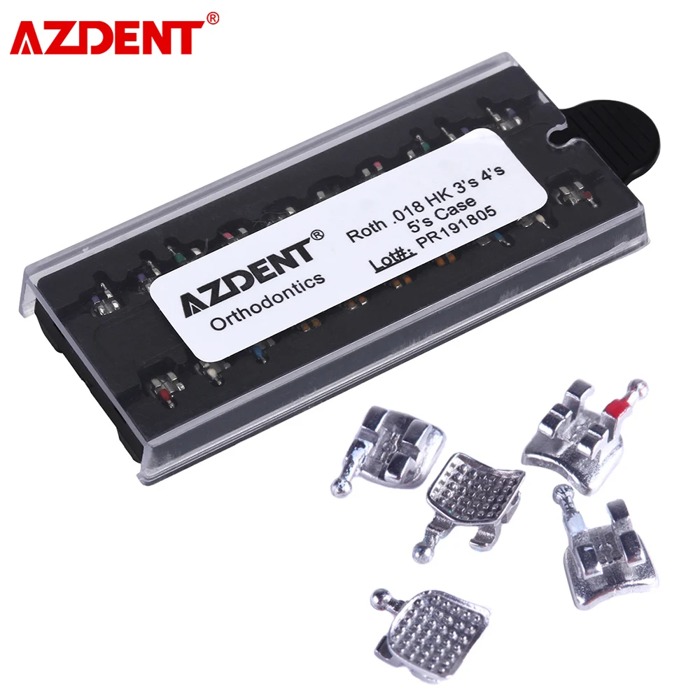 AZDENT Dental Orthodontic Brackets Brace Mini Roth MBT 022 018 Hooks 345 the Whole Casting MIM Monoblock Dental Materials