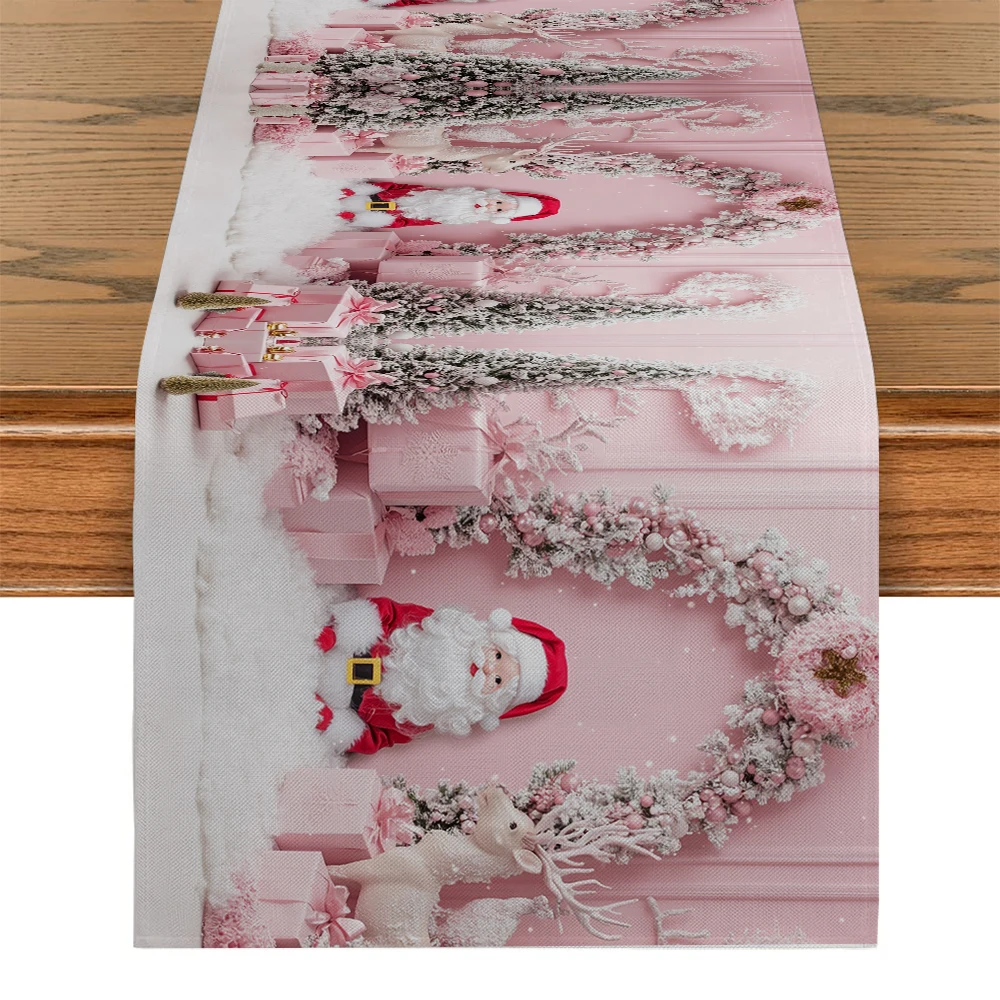 

Christmas Santa Claus Christmas Tree Table Runners Washable Dresser Dining Coffee Table Runner Wedding Holiday Party Decor