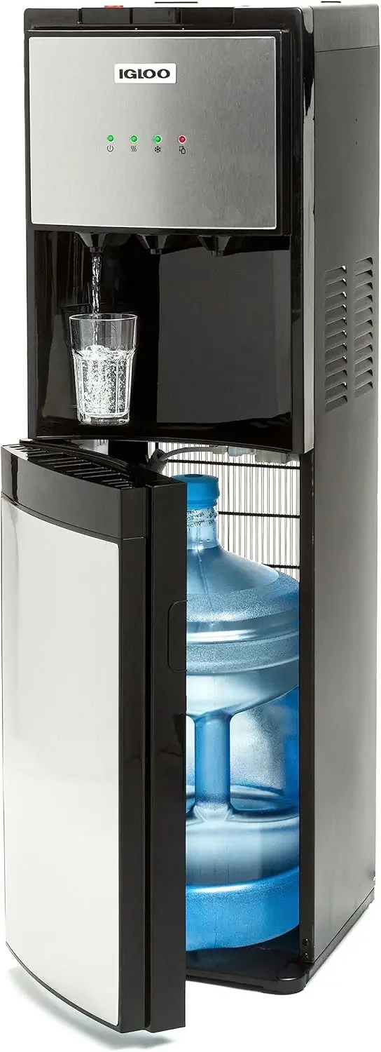 Retro Bottom Load Water Cooler Dispenser - Hot, Cold, or Room-Temperature Water- Holds 3 or 5 Gallon Bottles - Child Safety Lock