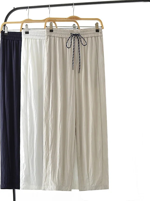 

High Waist Straight Leg Pants Women's plus Size Casual Loose Wide Leg Trousers Pleated Slimming Eighteen Pants Summer 2025